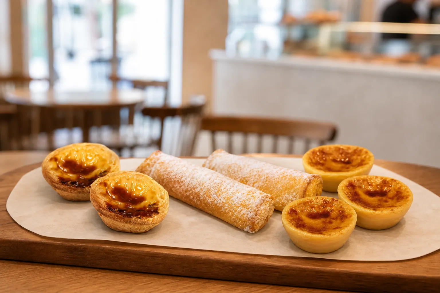 Que pastelaria tradicional portuguesa ter num café com muitos turistas?